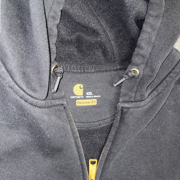 Carhartt Men's 4XL Rain Defender Original Fit Full-Zip Hooded Sweatshirt Black - Picture 4 of 9